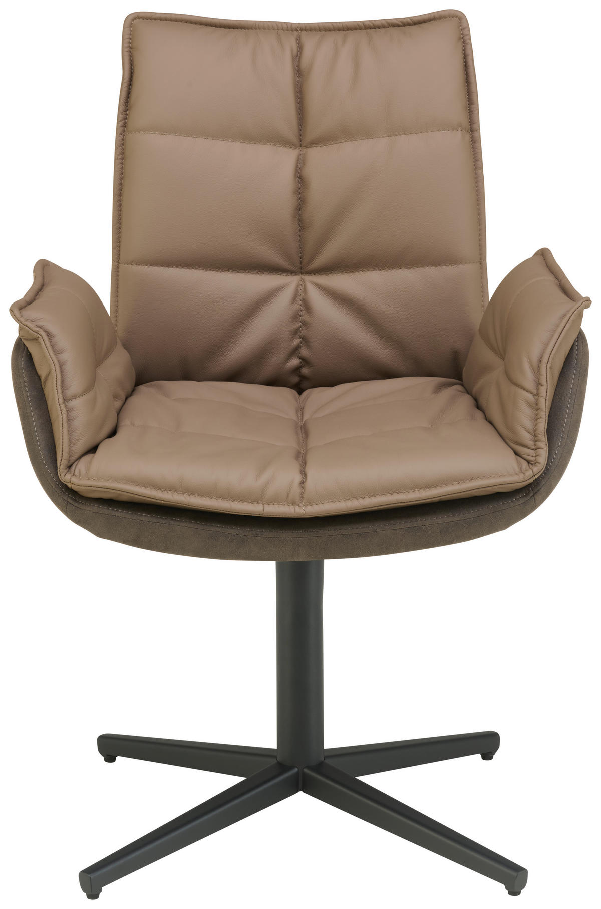 ARMLEHNSTUHL  in Eisen Webstoff Echtleder pigmentiert  - Schwarz/Braun, KONVENTIONELL, Leder/Textil (65/88/65cm) - Livetastic