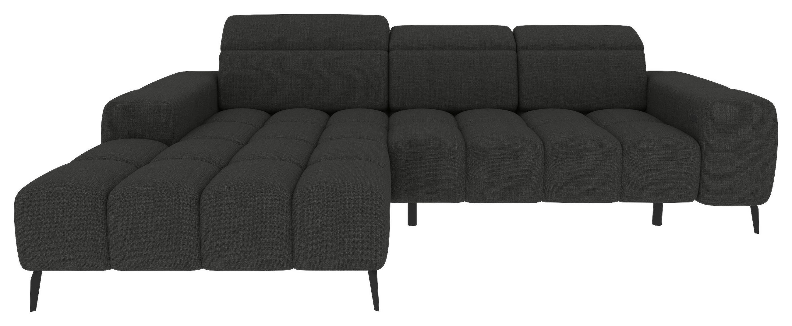 ECKSOFA Anthrazit Flachgewebe Rücken echt, Kopfteilverstellung, Sitztiefenverstellung  - Anthrazit/Schwarz, KONVENTIONELL, Kunststoff/Textil (171/273cm) - Carryhome