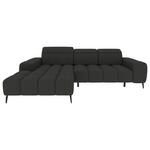 ECKSOFA Anthrazit Flachgewebe Rücken echt, Kopfteilverstellung, Sitztiefenverstellung  - Anthrazit/Schwarz, KONVENTIONELL, Kunststoff/Textil (171/273cm) - Carryhome