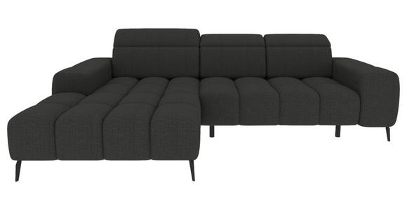 ECKSOFA Anthrazit Flachgewebe Rücken echt, Kopfteilverstellung, Sitztiefenverstellung  - Anthrazit/Schwarz, KONVENTIONELL, Kunststoff/Textil (171/273cm) - Carryhome