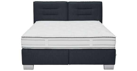 BOXSPRINGBETT 160/200 cm  in Dunkelblau  - Chromfarben/Dunkelblau, KONVENTIONELL, Textil (160/200cm) - Dieter Knoll