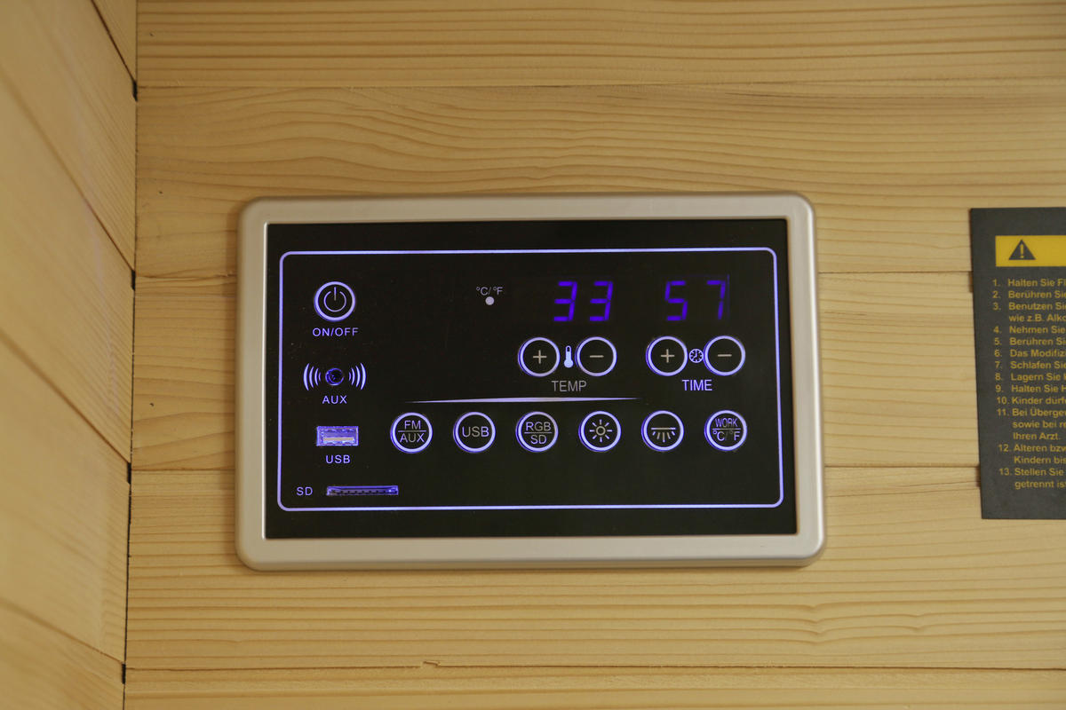 INFRAROTKABINE HEMLOCK II für 2 Personen HEMLOCK II  - MODERN, Glas/Holz (120/105/190cm)