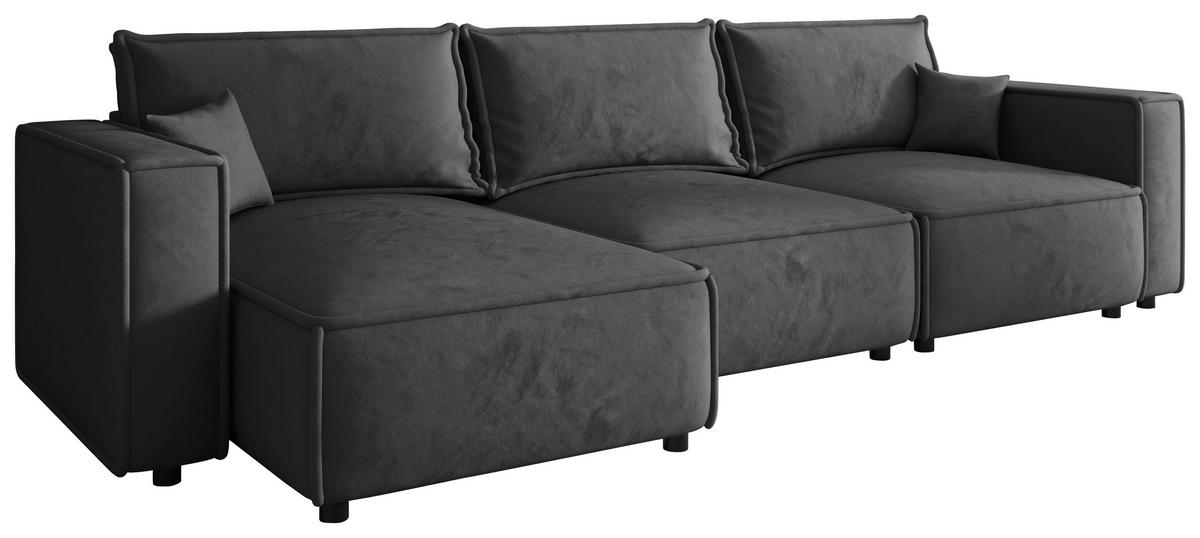 ECKSOFA Anthrazit Webstoff Zierkissen, Rückenkissen, Rücken echt  - Anthrazit/Schwarz, MODERN, Kunststoff/Textil (153/350cm) - Xora