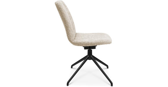 STUHL  Beinauswahl, Stoffauswahl, Sitzfläche 360° drehbar Bouclé  Creme, Schwarz  - Creme/Schwarz, Design, Textil/Metall (46/81,5-84,5/55cm) - Johann Jakob