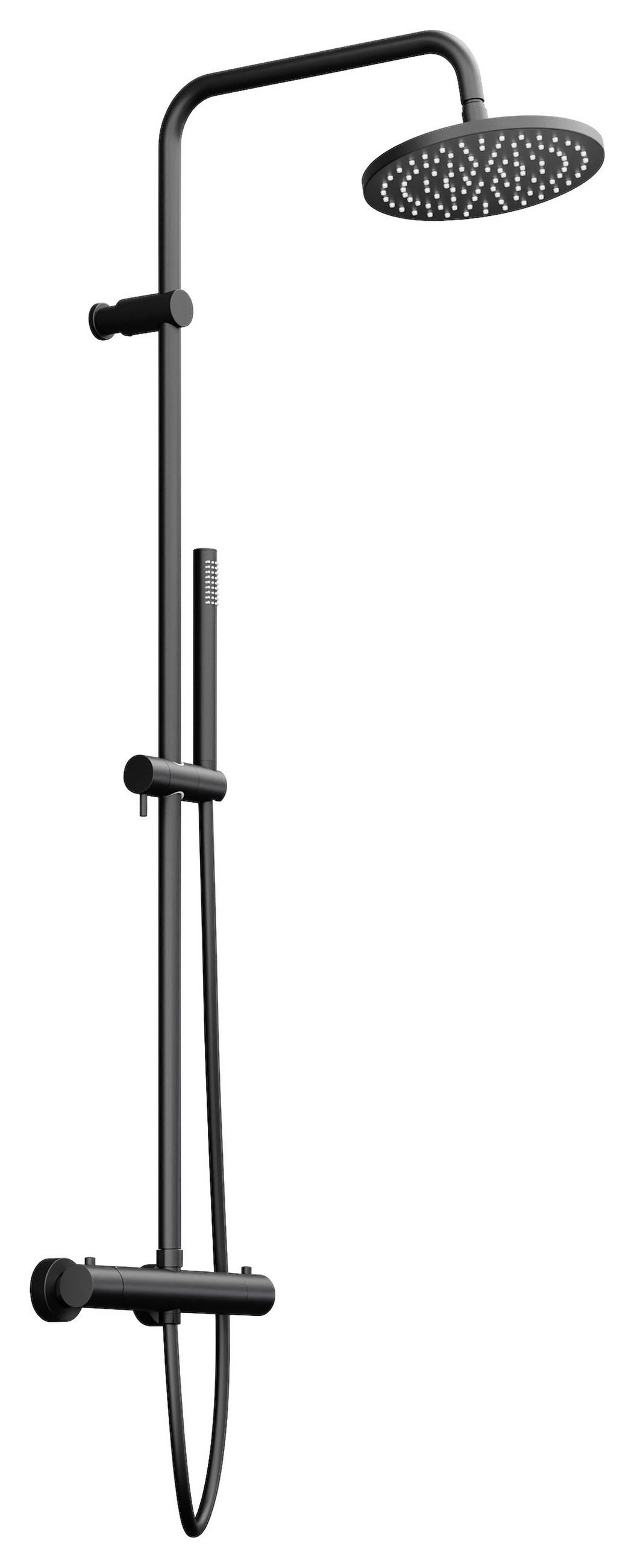 ÜBERKOPFBRAUSESET  - Schwarz, MODERN, Metall (27,7/117/56,5cm)