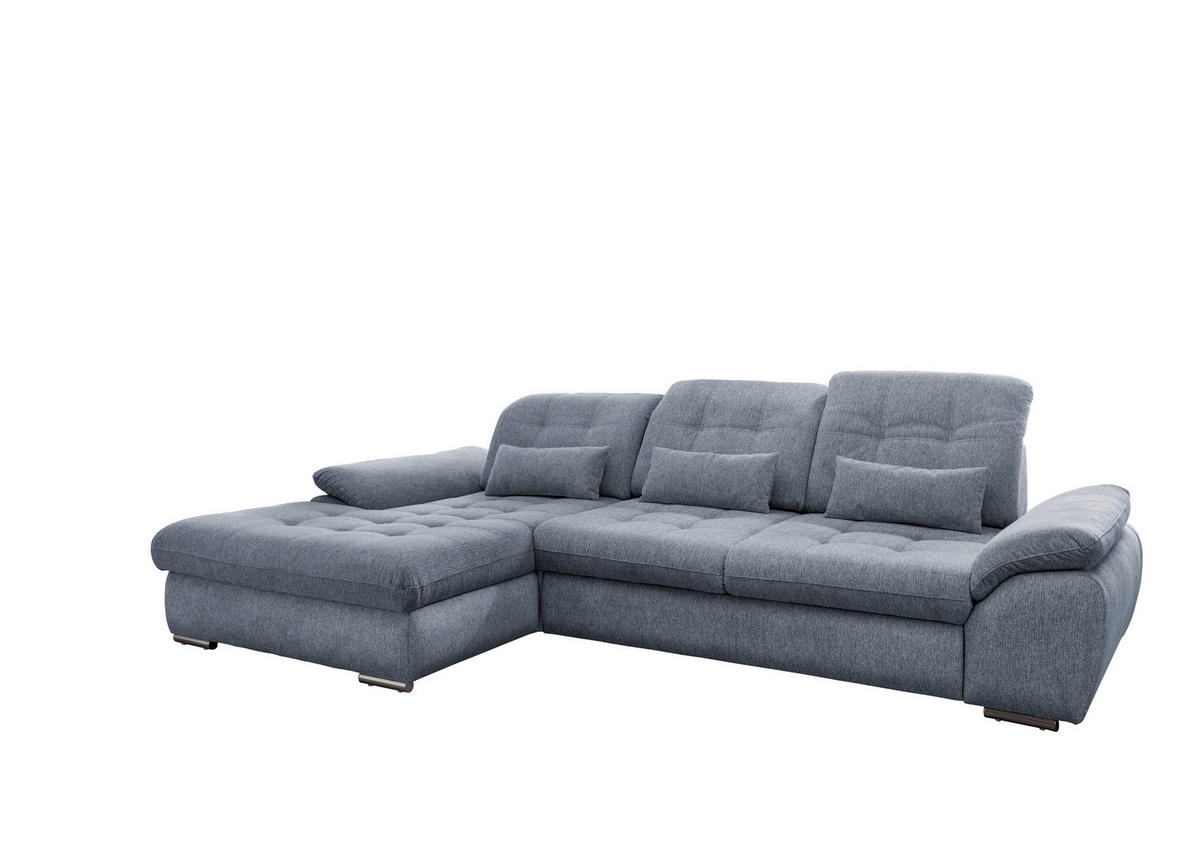 ECKSOFA in Chenille Hellblau  - Chromfarben/Anthrazit, Modern, Textil/Metall (184/314cm) - Livetastic