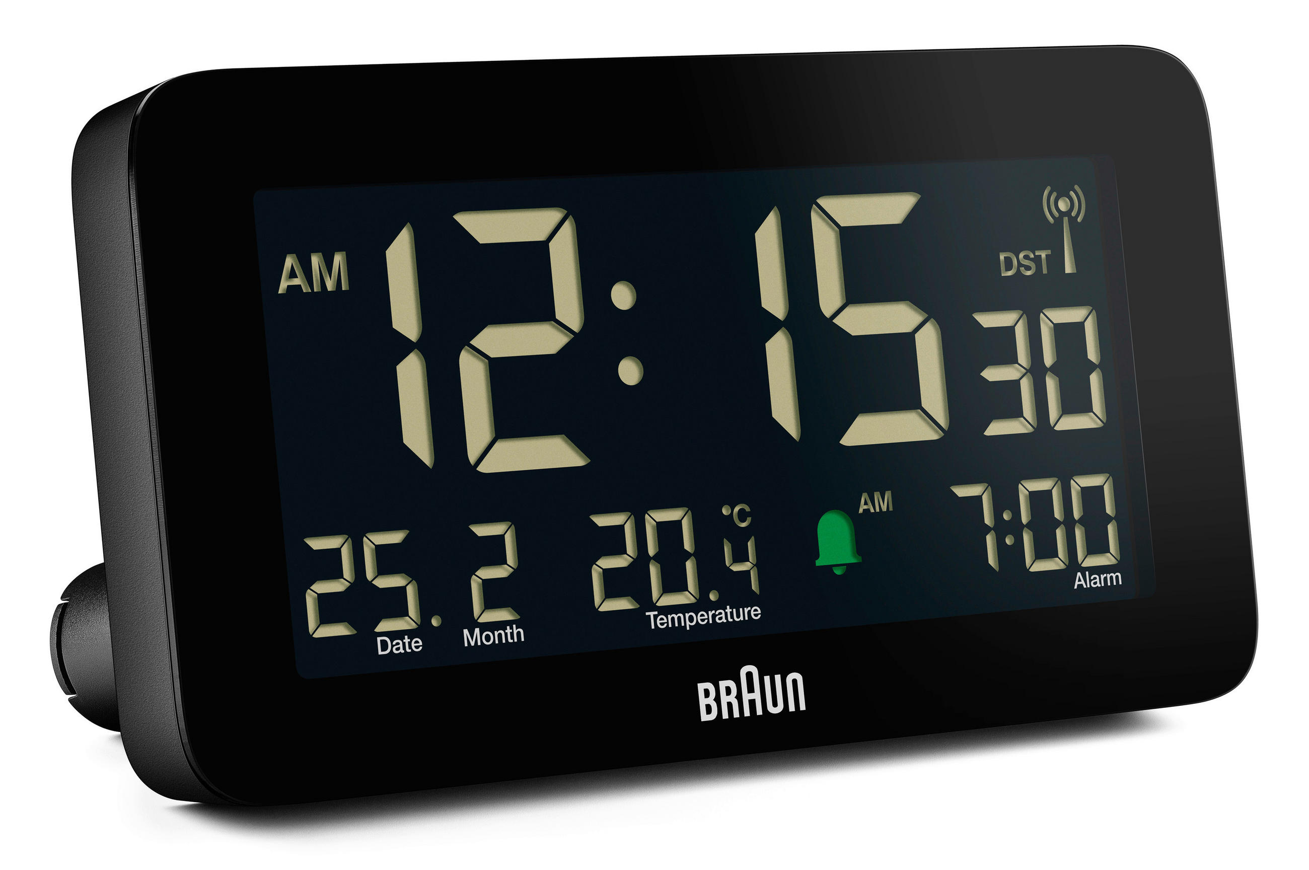 WECKER Funkwecker Digital Schwarz  - Schwarz, Basics, Kunststoff (13,5/7,5/4,8cm) - Braun