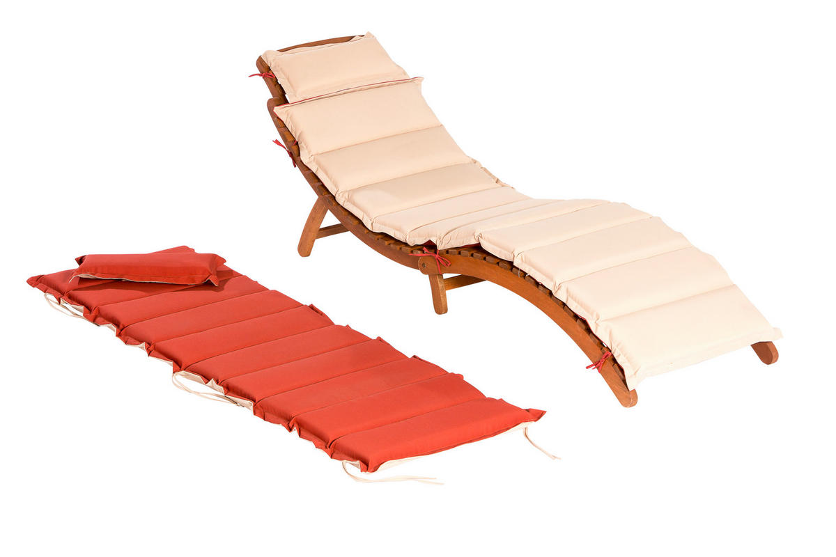 ZAHRADNÍ LEHÁTKO dřevo - krémová/přírodní barvy, Romantický / Rustikální, dřevo/textil (178/54/70cm) - Gardenson