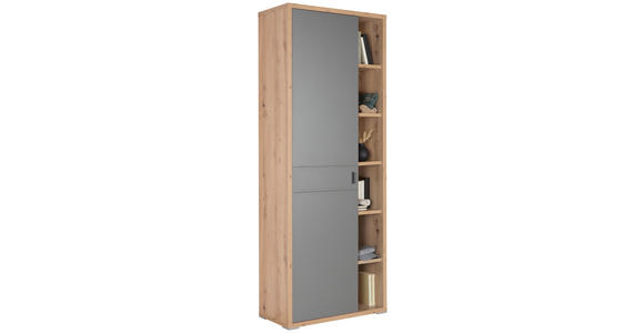 GARDEROBENSCHRANK 76/199/37 cm  - Eichefarben/Anthrazit, Design, Holzwerkstoff/Metall (76/199/37cm) - Xora