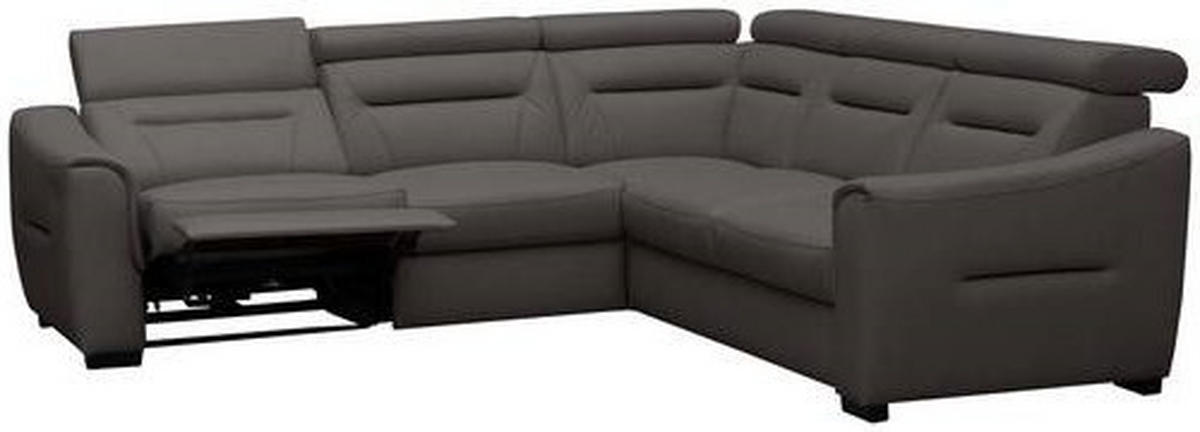 ECKSOFA Lederlook Echtleder Dunkelbraun  - Wengefarben/Dunkelbraun, Design, Leder/Holz (260/260cm) - Celina Home