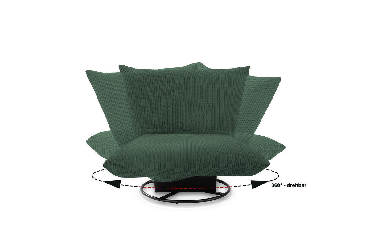RELAXSESSEL in Textil Dunkelgrün  - Dunkelgrün/Schwarz, Design, Textil/Metall (100/78/96cm) - Livetastic