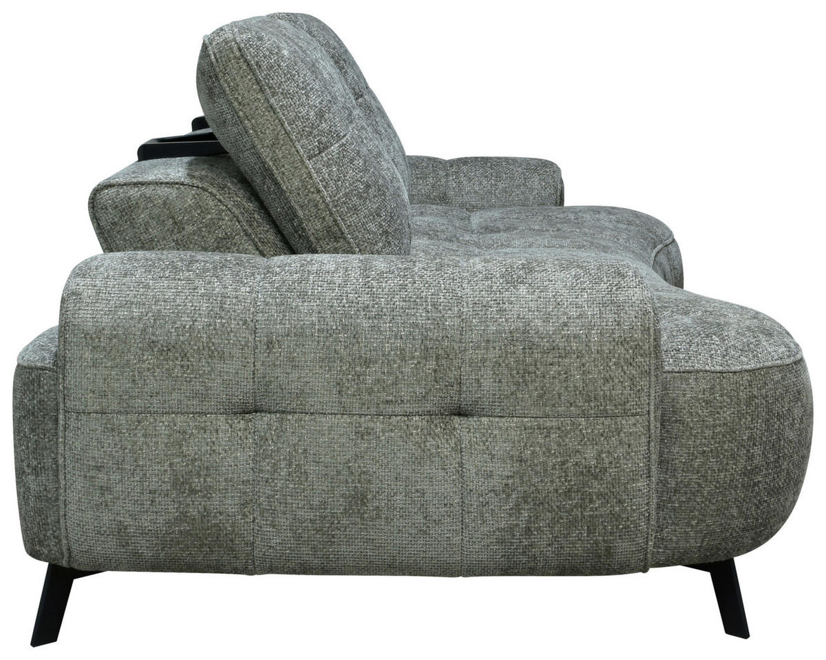 2-SITZER-SOFA Chenille Grau  - Schwarz/Grau, Design, Kunststoff/Textil (230/84/104/111/122cm) - Livetastic