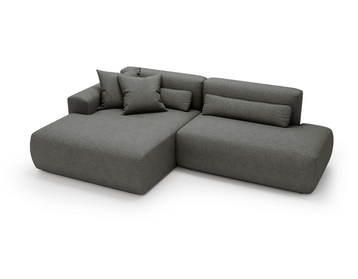 ECKSOFA REVE in Chenille Grau  160/284 cm  - Schwarz/Grau, Design, Kunststoff/Textil (160/284cm) - Livetastic