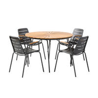 GARTENTISCHGRUPPE Teakholzvollmassiv Aluminium  - Anthrazit/Teakfarben, Natur, Holz/Metall (160/160/78cm) - Gardenson