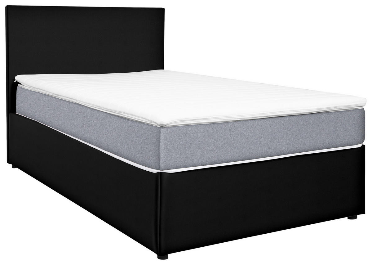 BOXBETT 120/200 cm  in Schwarz, Hellgrau  - Hellgrau/Schwarz, KONVENTIONELL, Holz/Holzwerkstoff (120/200cm) - MID.YOU