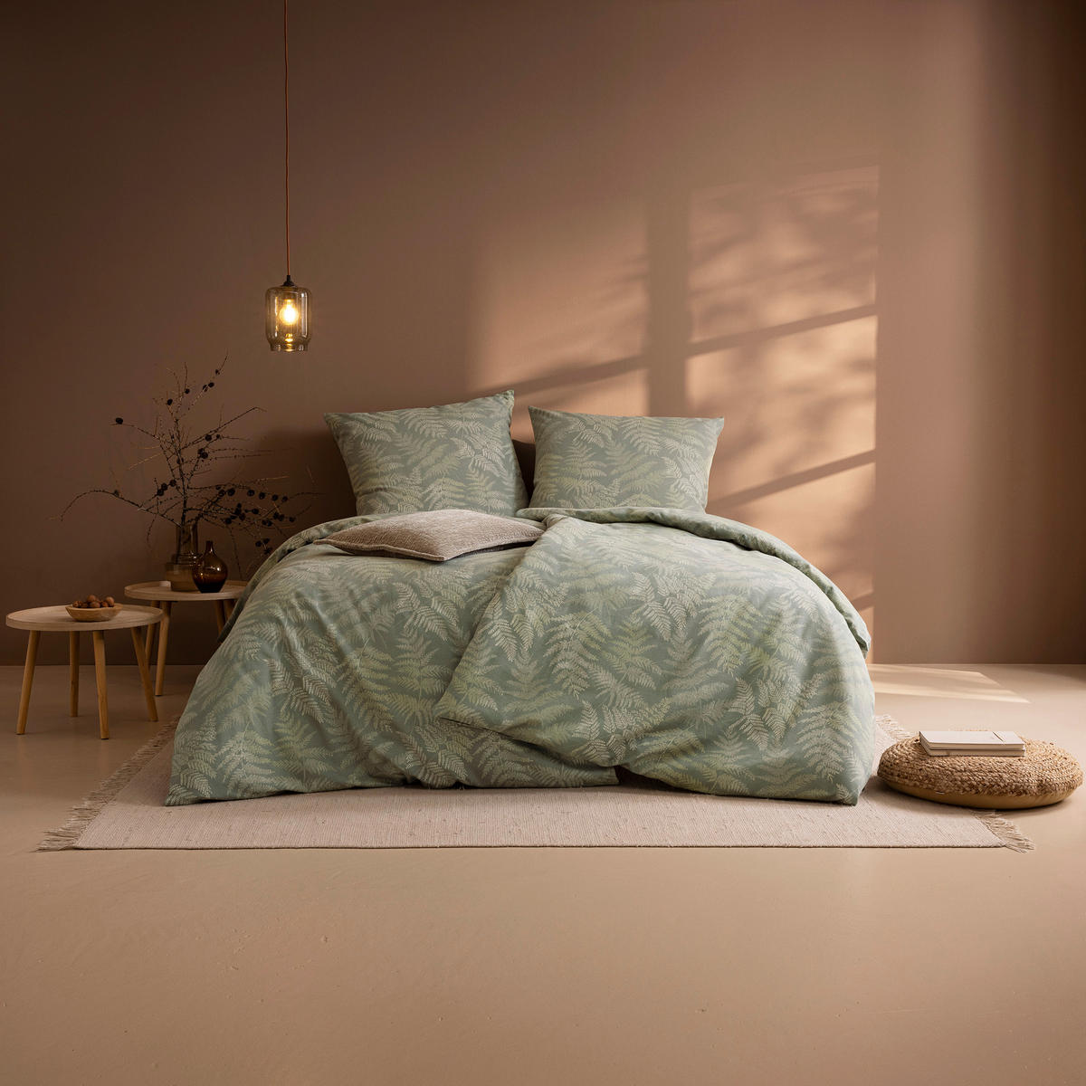 BETTWÄSCHE 2-teilig Atelier Flanell 140/200 cm  - Grün, Basics, Textil (140/200cm) - Estella