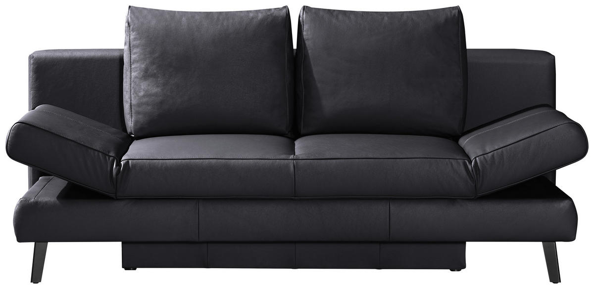 SCHLAFSOFA in Echtleder Anthrazit  - Anthrazit/Schwarz, Konventionell, Leder/Metall (200/85/90cm) - Novel