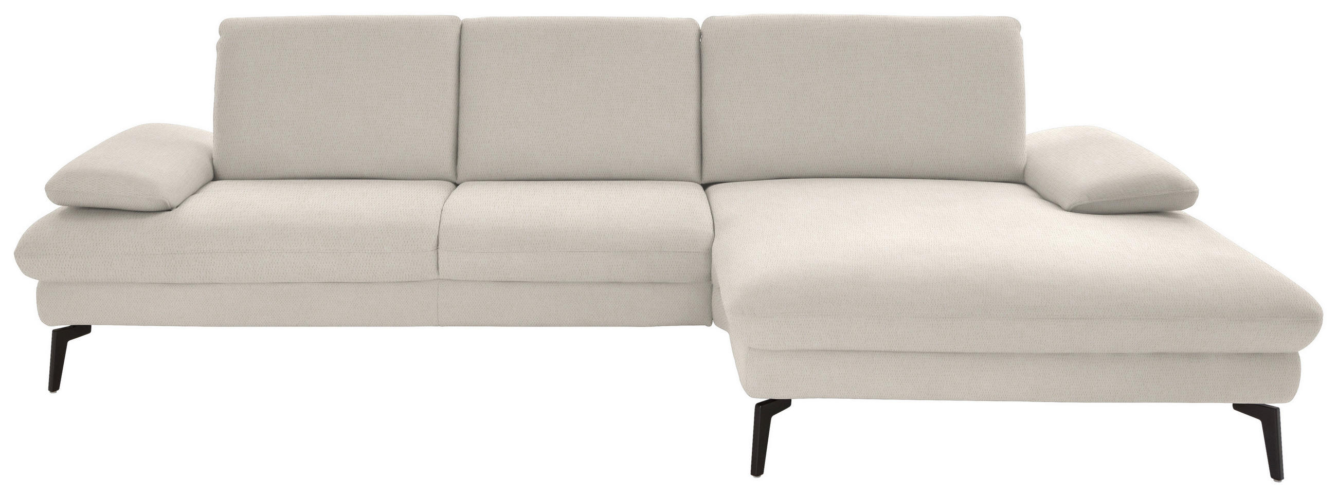 ECKSOFA in Chenille, Mikrofaser Creme  - Creme/Schwarz, Design, Textil/Metall (299/157cm) - Dieter Knoll