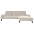 ECKSOFA in Chenille, Mikrofaser Creme  - Creme/Schwarz, Design, Textil/Metall (299/157cm) - Dieter Knoll