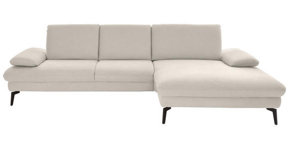 ECKSOFA in Chenille, Mikrofaser Creme 299/157 cm - Creme/Schwarz, Design, Textil/Metall (299/157cm) - Dieter Knoll
