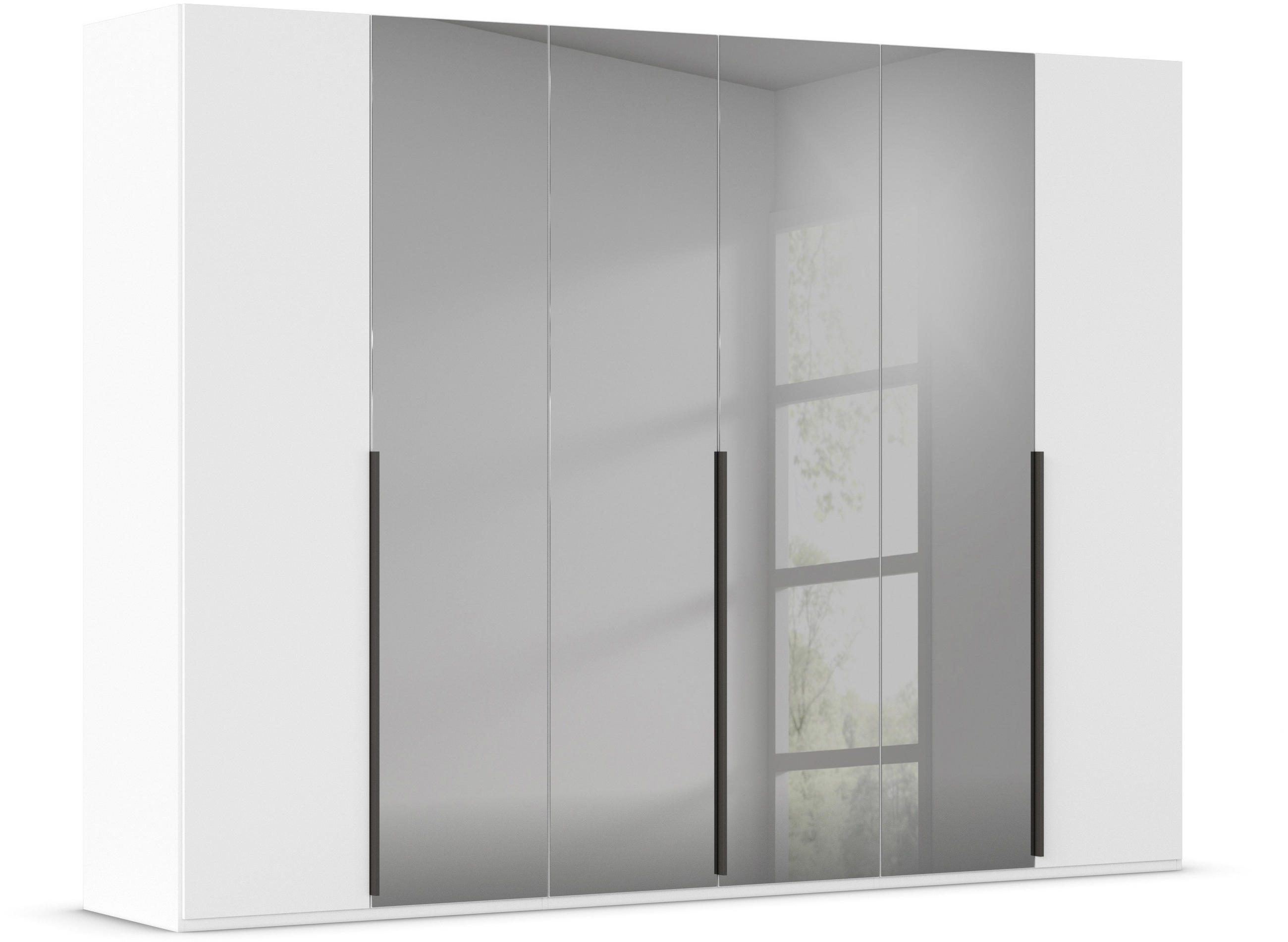 DREHTÜRENSCHRANK 301/223/61 cm 6-türig Grau, Weiß  - Graphitfarben/Weiß, Trend, Glas/Holzwerkstoff (301/223/61cm) - Novel