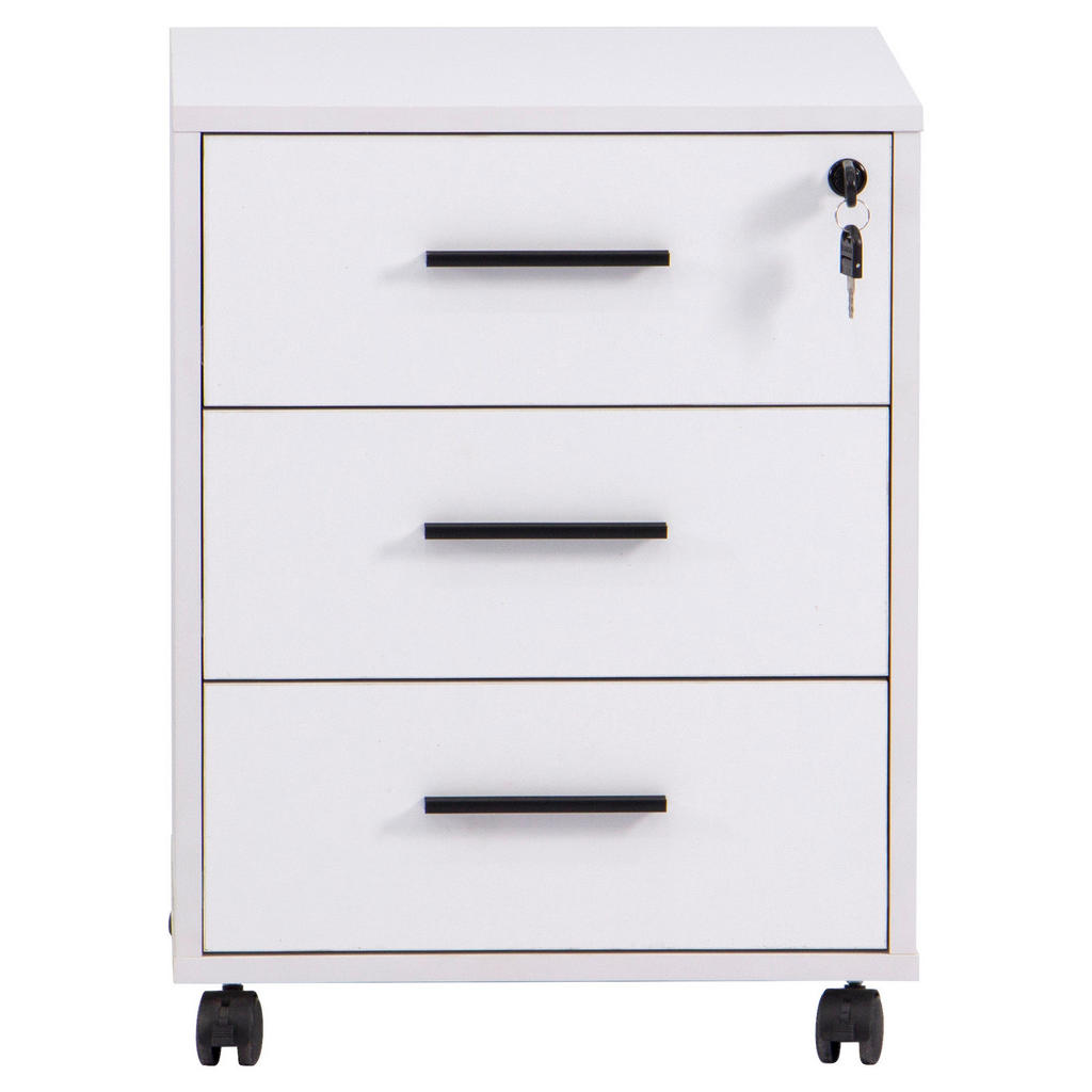 Thumbnail - Carryhome Rollcontainer, Weiß, Metall, 3 Schubladen, 43x56x42 cm, Arbeitszimmer, Container, Rollcontainer