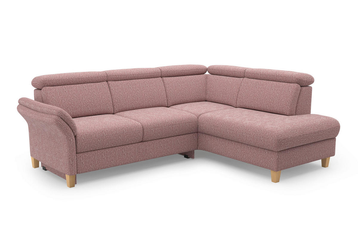 ECKSOFA GLENDALE E Aubergine Chenille  - Eichefarben/Aubergine, KONVENTIONELL, Holz/Textil (247/193cm) - Sit & More