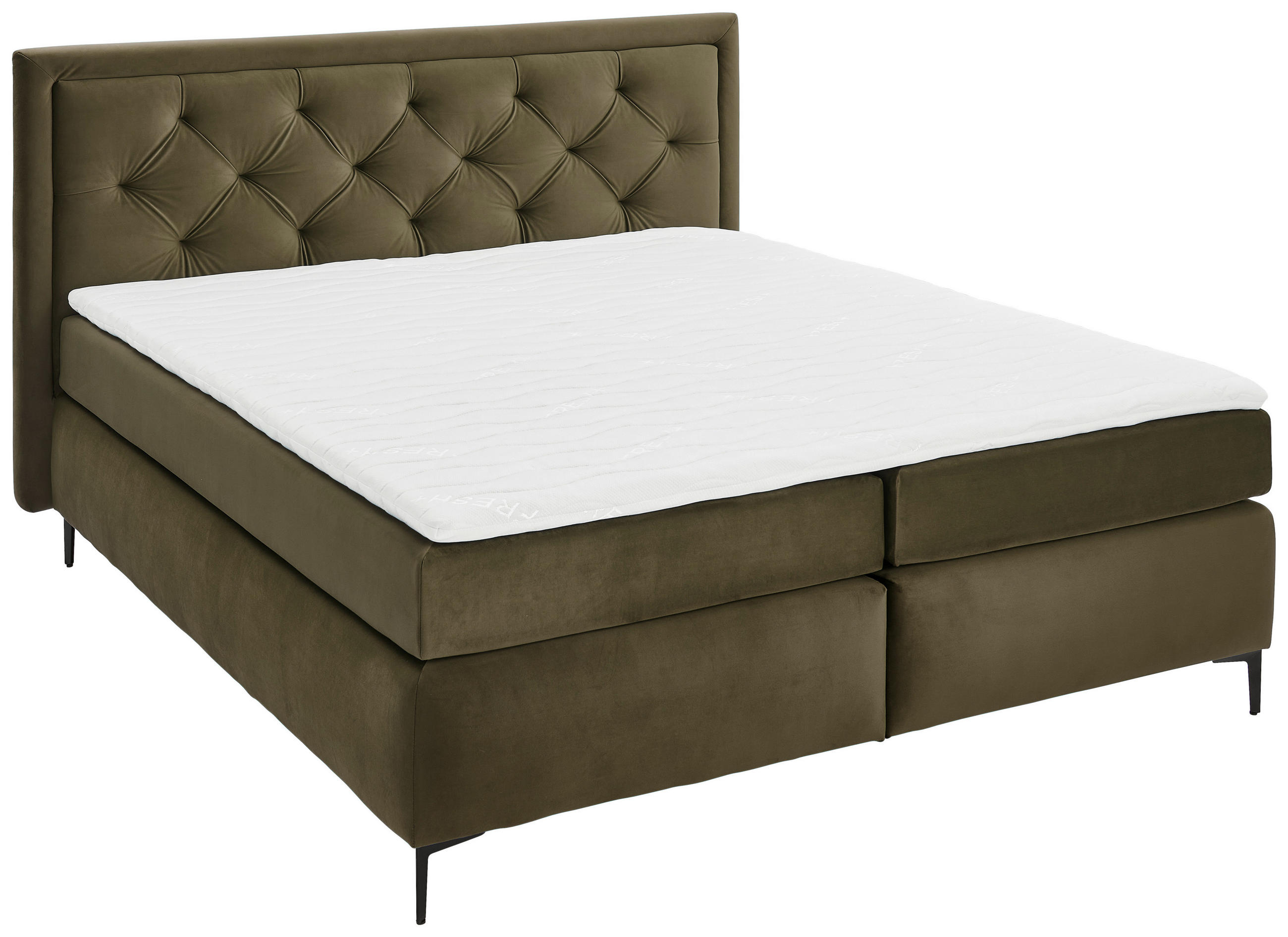 BOXSPRINGBETT 180/200 cm  in Dunkelgrün  - Dunkelgrün/Schwarz, KONVENTIONELL, Textil/Metall (180/200cm) - Boxxx