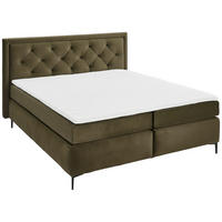 BOXSPRINGBETT 180/200 cm  in Dunkelgrün  - Dunkelgrün/Schwarz, Konventionell, Textil/Metall (180/200cm) - Boxxx