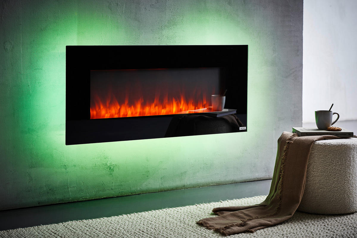 KAMIN ELEKTRIČNI - crna, Design, staklo/metal (107/50,8/12cm) - Xora