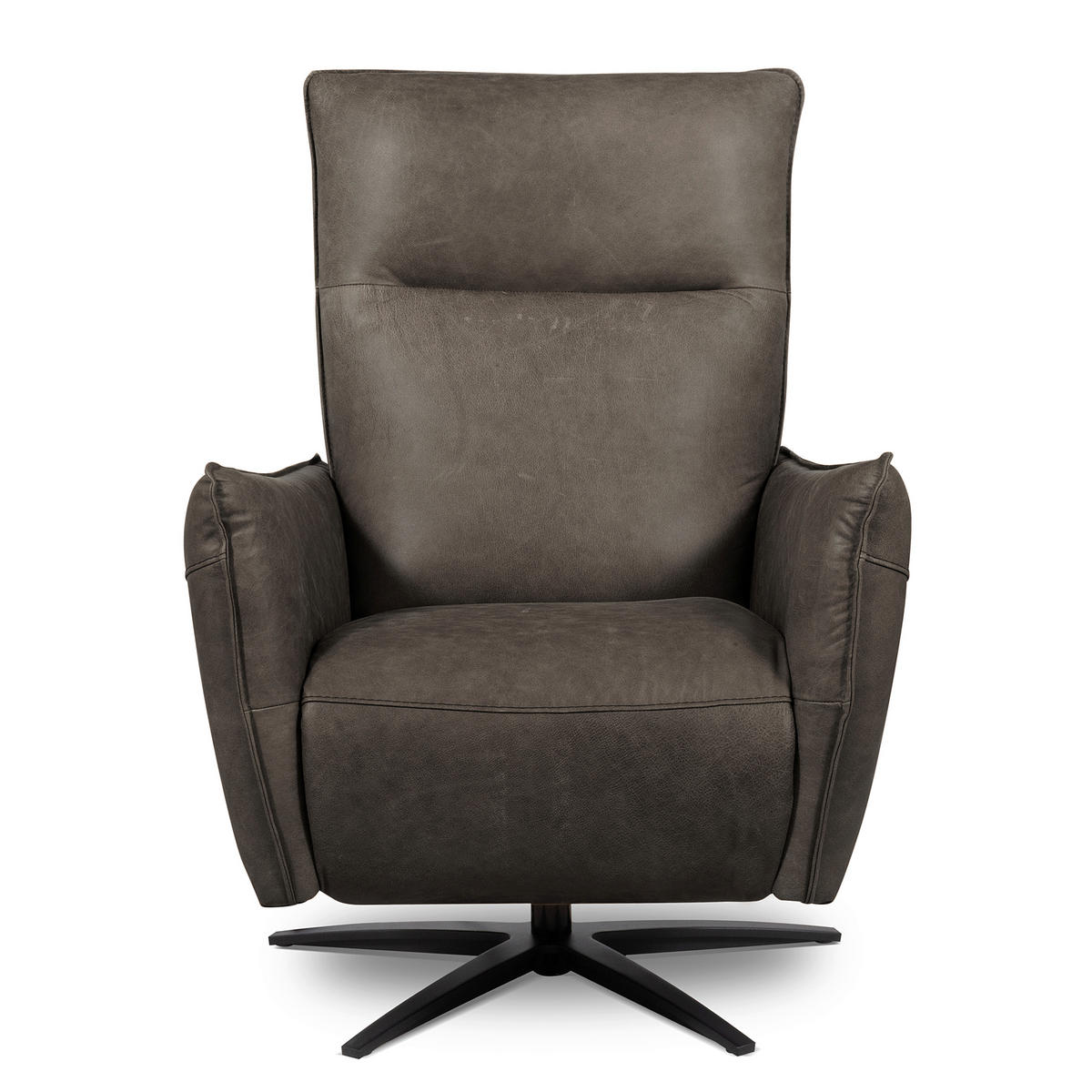 RELAXSESSEL Leder Fango  - Fango/Schwarz, Design, Leder/Metall (77/107/88cm) - Livetastic