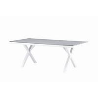 GARTENTISCH Metall, Kunststoff Weiß, Hellgrau rechteckig  - Hellgrau/Weiß, MODERN, Kunststoff/Metall (200/100/74cm) - Gardenson