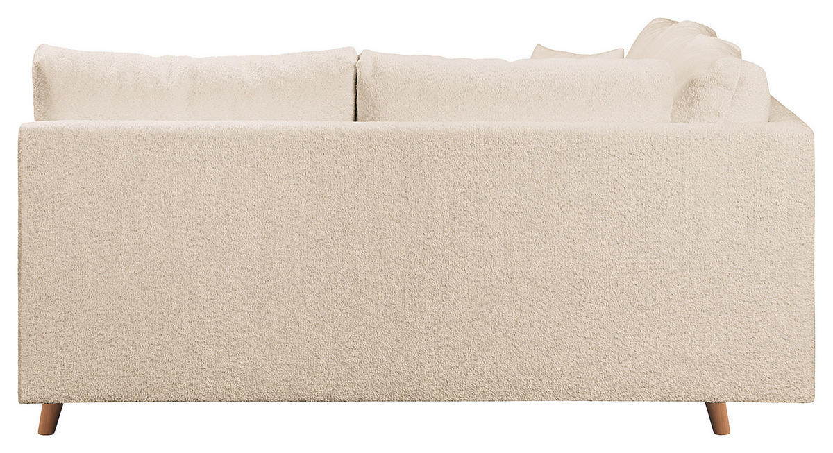 ECKSOFA Ariella Weiß Bouclé  - Naturfarben/Weiß, Design, Holz/Textil (231/161cm) - Livetastic