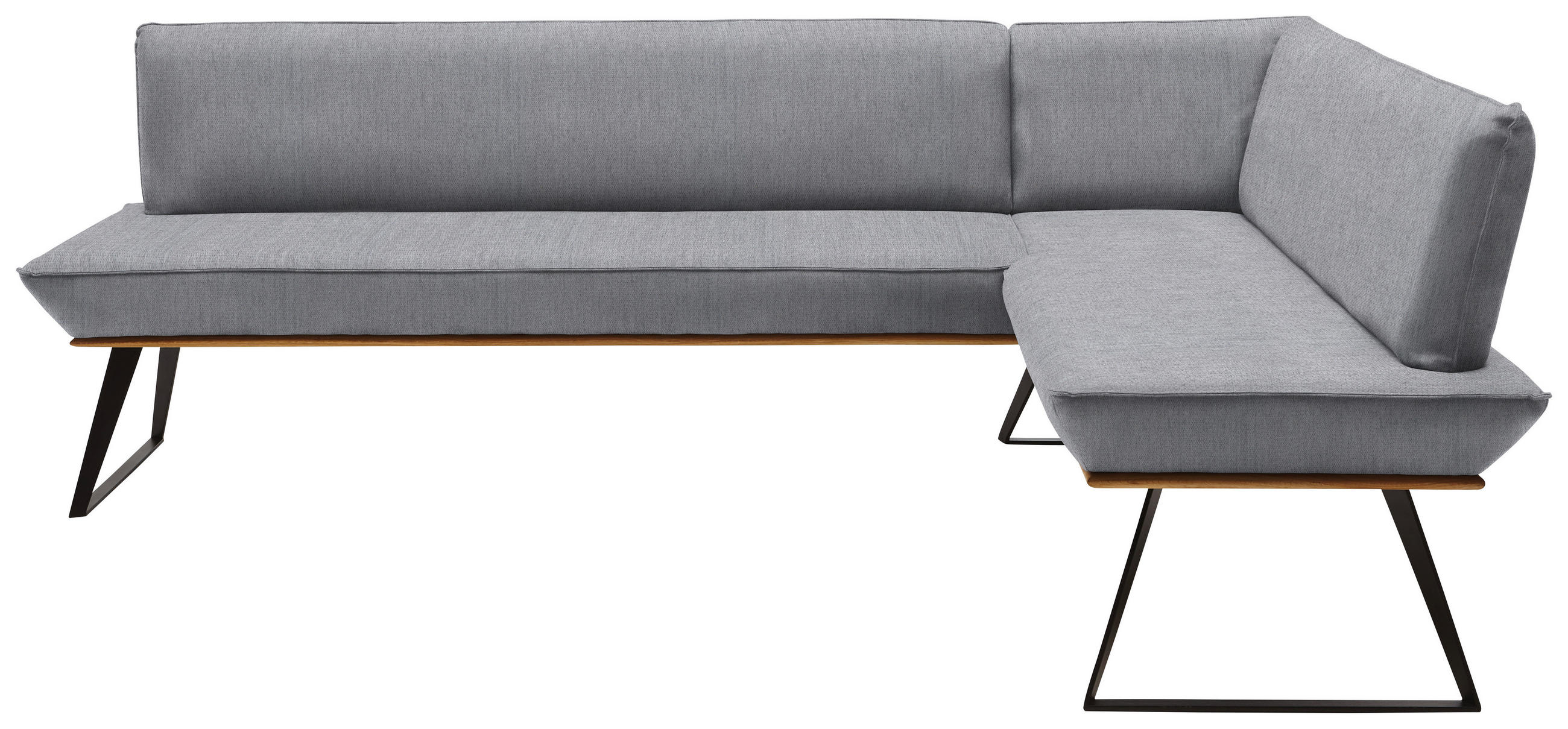 ECKBANK 243/183 cm Webstoff Grau, Schwarz, Eichefarben Eiche massiv Metall   - Eichefarben/Schwarz, Design, Holz/Textil (243/183cm) - Voleo