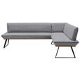 ECKBANK 223/163 cm  in Grau, Schwarz, Eichefarben  - Eichefarben/Schwarz, Design, Holz/Textil (223/163cm) - Voleo
