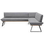 ECKBANK 243/163 cm  in Grau, Schwarz, Eichefarben  - Eichefarben/Schwarz, Design, Holz/Textil (243/163cm) - Voleo