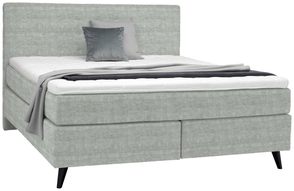 BOXSPRINGBETT 180/200 cm  in Hellgrau  - Hellgrau/Schwarz, Konventionell, Holz/Textil (180/200cm) - Voleo