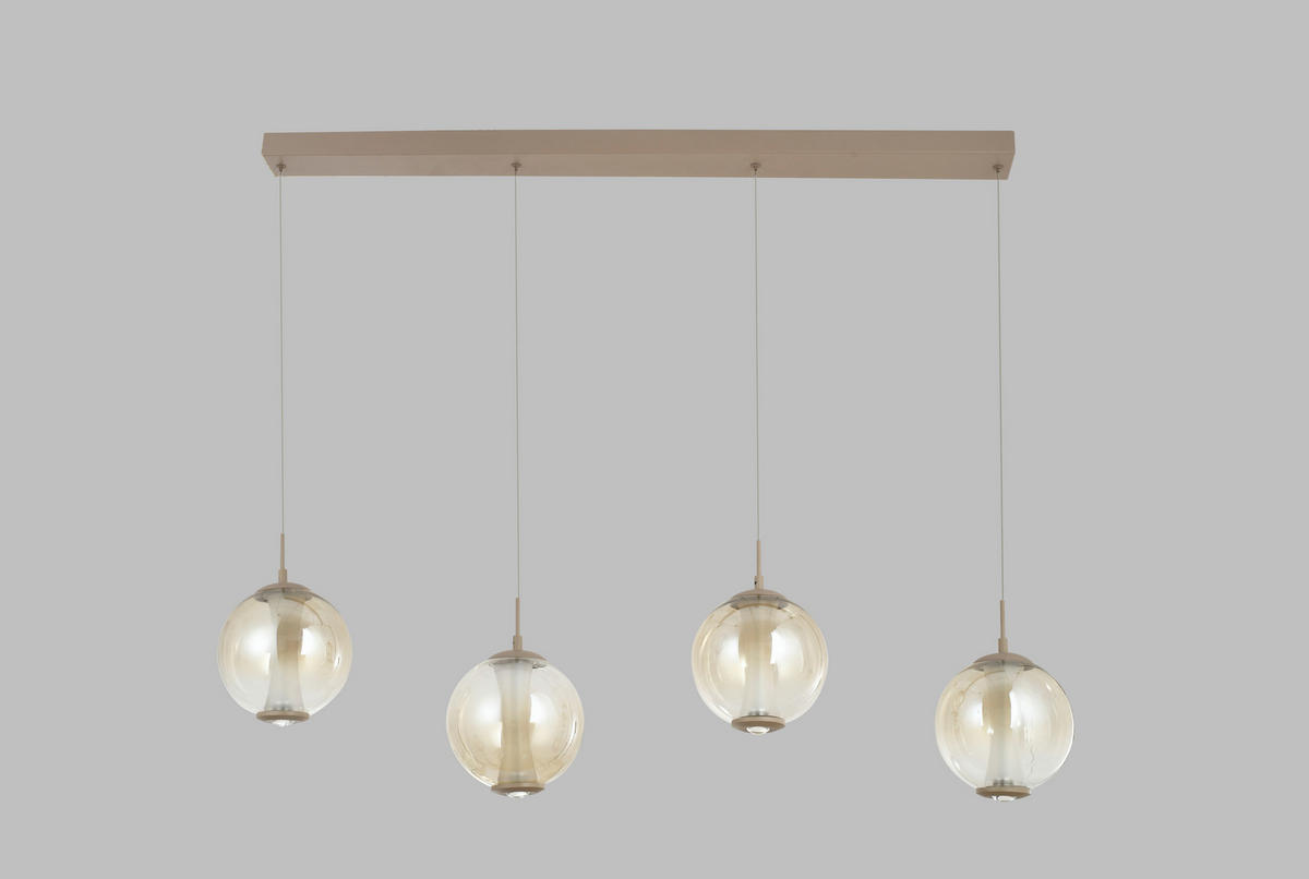 LED-HÄNGELEUCHTE Orleans 120/150/18 cm  - Sandfarben, Design, Glas/Metall (120/150/18cm)