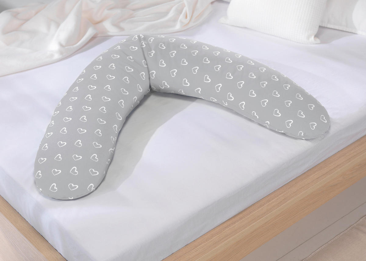 STILLKISSEN Komfort   - Hellgrau/Weiß, KONVENTIONELL, Textil (180/34cm) - Theraline