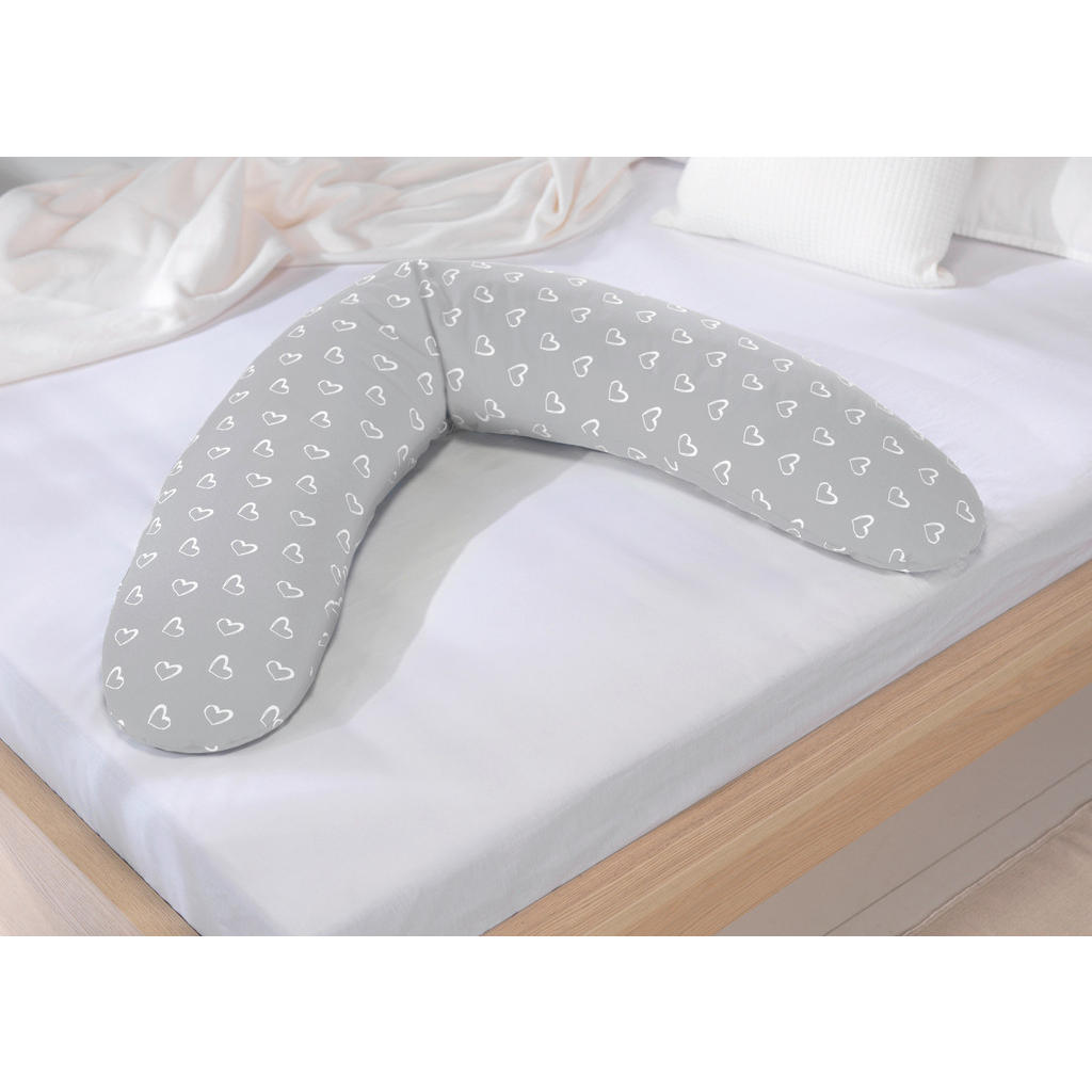 Thumbnail - Theraline Stillkissen Komfort, Weiß, Hellgrau, Textil, ca. 32 L, Füllung: Polystyrol, feine Perlen, 180x34 cm, Oeko-Tex®...