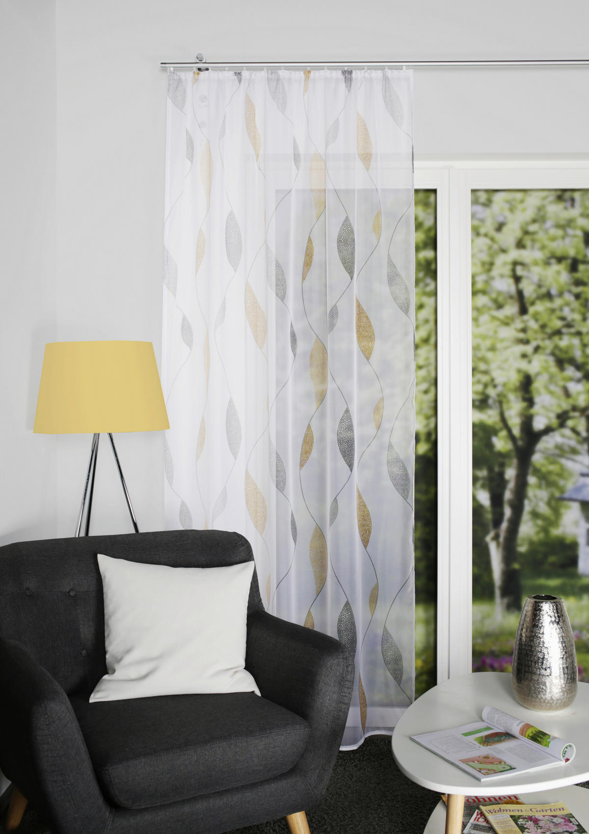 FERTIGVORHANG  transparent  140/145 cm   - Gelb/Hellgelb, KONVENTIONELL, Textil (140/145cm)