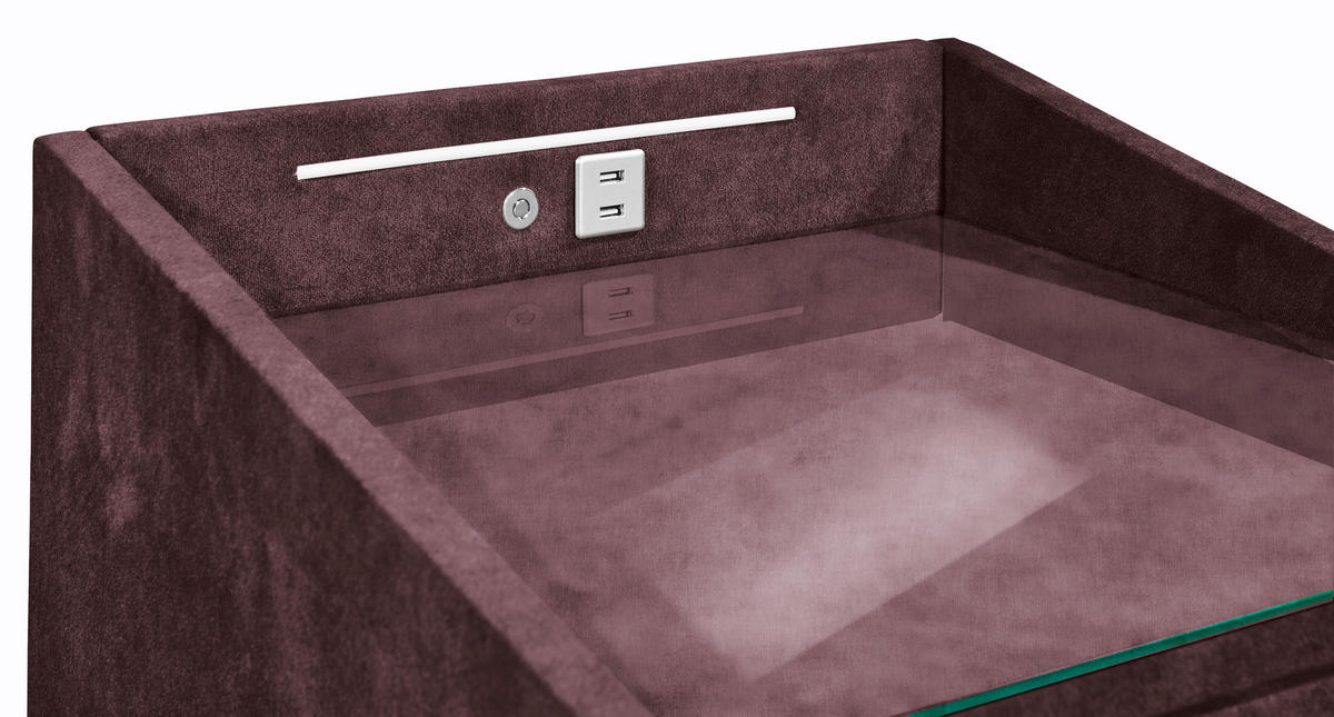 NACHTTISCH  Aubergine  - Silberfarben/Aubergine, Modern, Holzwerkstoff/Kunststoff (47cm) - MID.YOU