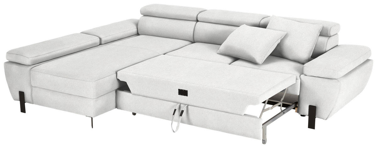 HÖRNSOFFA i vävt tyg cremefärgad  - svart/cremefärgad, Modern, metall/textil (93/90/277cm) - MID.YOU