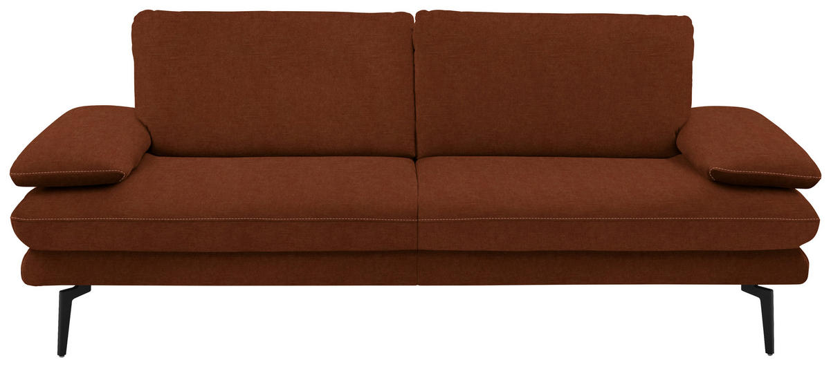 3-SITZER-SOFA Dieter Knoll in Velours Kupferfarben  - Beige/Schwarz, Design, Textil/Metall (222/89/104cm) - Dieter Knoll