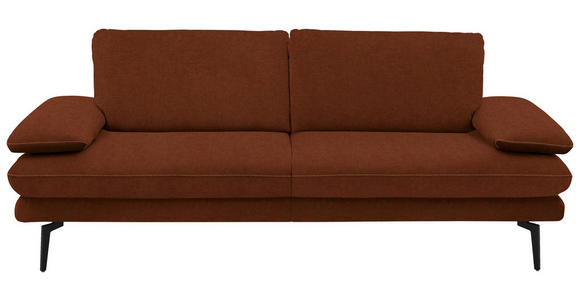 3-SITZER-SOFA Dieter Knoll in Velours Kupferfarben  - Beige/Schwarz, Design, Textil/Metall (222/89/104cm) - Dieter Knoll