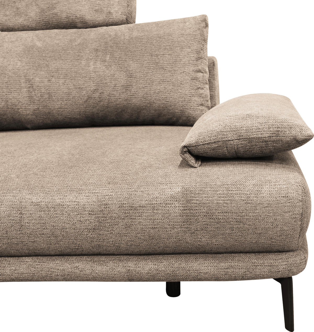ECKSOFA Beige Webstoff  - Beige/Schwarz, Design, Textil/Metall (192/260cm) - MID.YOU
