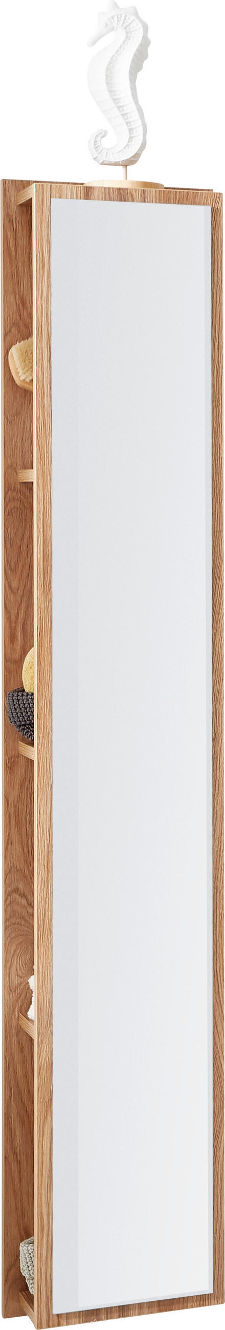 BADEZIMMERREGAL 30/160/15 cm  - Eichefarben, KONVENTIONELL, Glas/Holzwerkstoff (30/160/15cm) - Novel