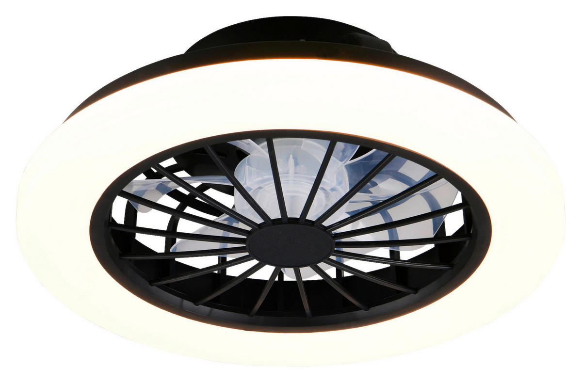 STROPNÝ VENTILÁTOR, 38,5/14 cm  - priehľadné/čierna, Trend, kov/plast (38,5/14cm) - Mican