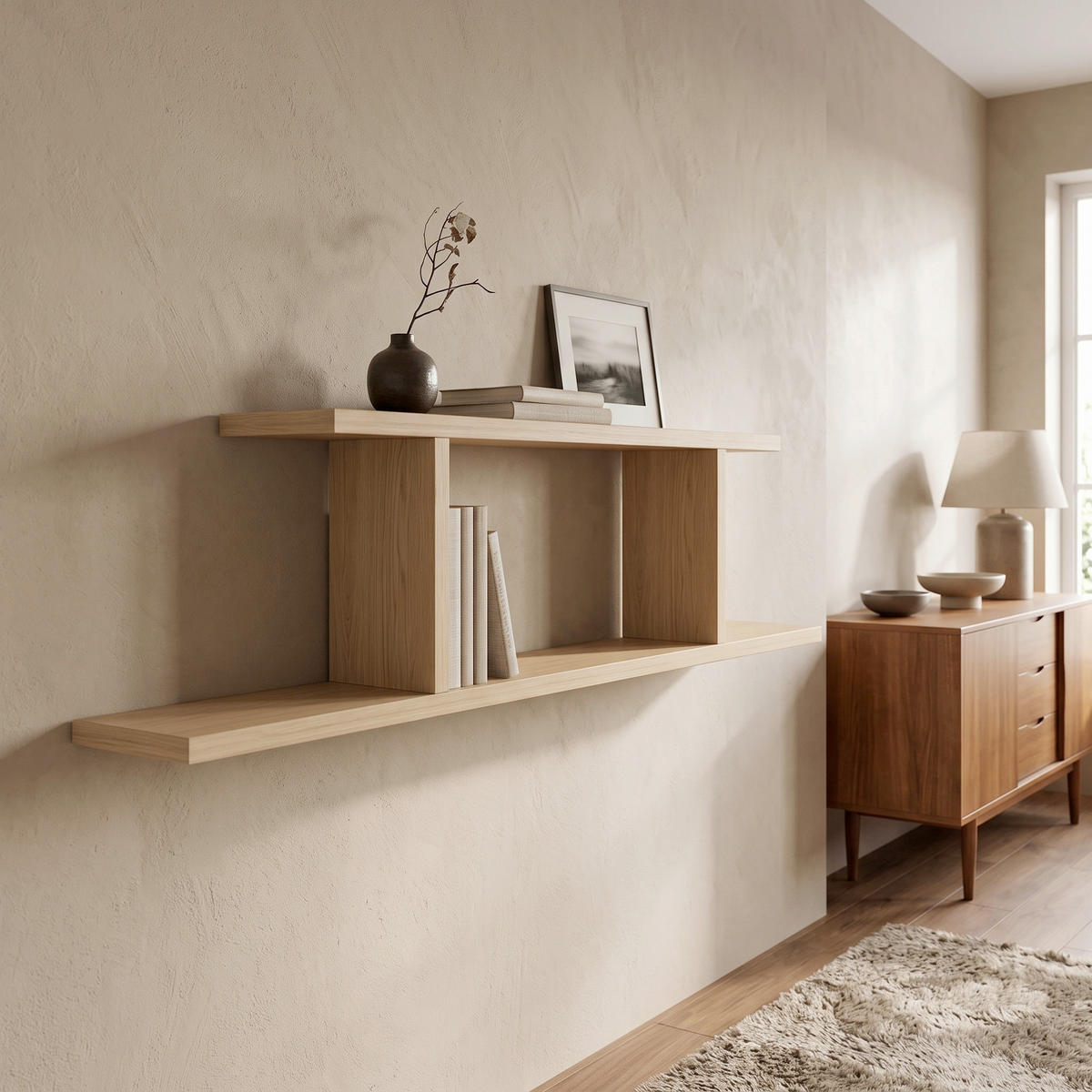 WANDREGAL 90/23,2/19,6 cm  - Eichefarben, Design, Holzwerkstoff (90/23,2/19,6cm) - MID.YOU