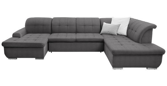 WOHNLANDSCHAFT in Flachgewebe Dunkelgrau  - Dunkelgrau/Silberfarben, Design, Textil/Metall (145/342/208cm) - Cantus